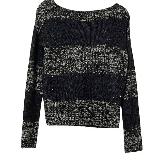 Ann Taylor Loft Black & White Striped Sequin Knit Sweater Size S - Picture 2 of 8